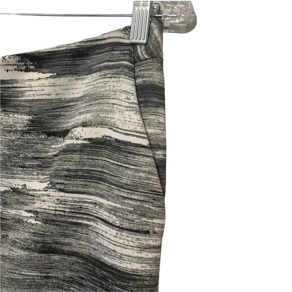 H Halston Abstract Mirrored Print Gray White Front Slit Pencil Skirt Lined 4 - Picture 8 of 12
